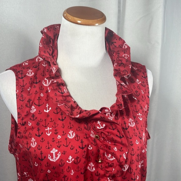 Talbots Red Anchor Print Skirt - Picture 2 of 5